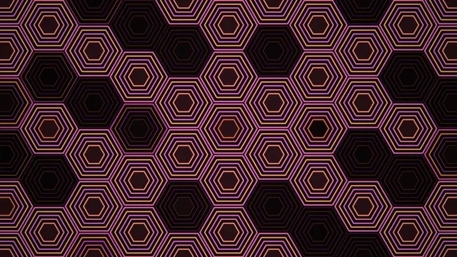 4K neon hexagon pattern loop with vibrant neon glow background