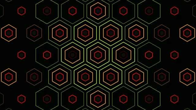 4K neon hexagon pattern motion background for broadcast and presentations
