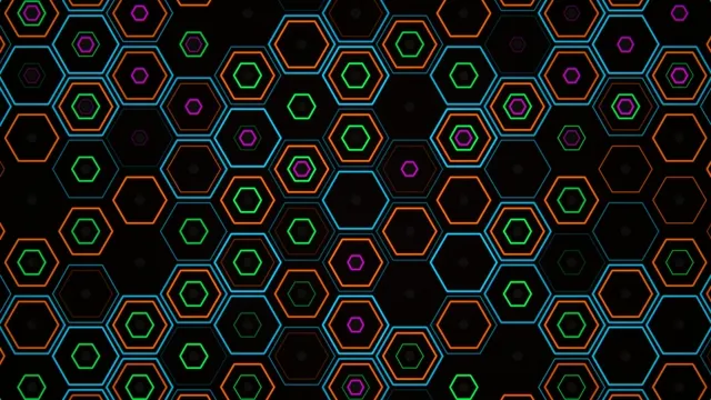 4K neon hexagon pattern motion background for broadcast and streaming