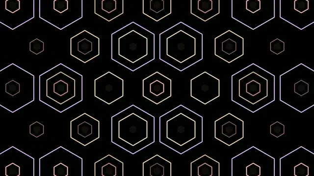 4K neon hexagon pattern motion background for broadcast and streaming
