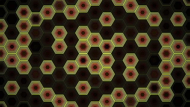 4K neon hexagon pattern motion background for broadcast and streaming