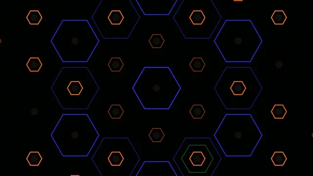 4K neon hexagon pattern motion background for broadcast and streaming