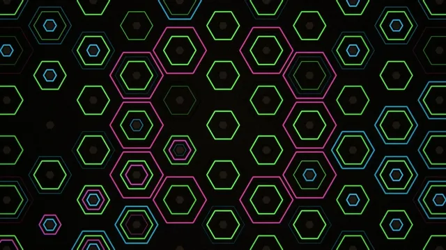 4K neon hexagon pattern motion background for broadcast and video