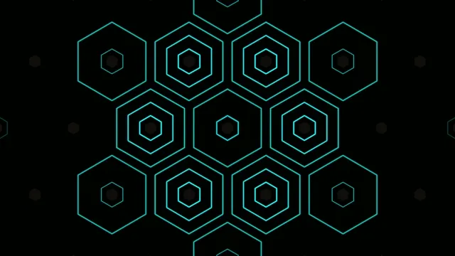 4K neon hexagon pattern motion background for broadcast and video editing