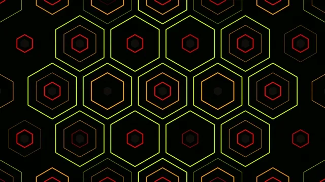 4K neon hexagon pattern motion background for broadcast and video editing