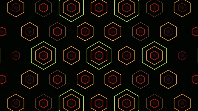 4K neon hexagon pattern motion background for broadcast and video editing