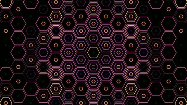4K neon hexagon pattern motion background for broadcast and video editing
