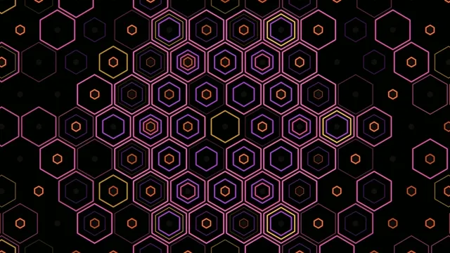 4K neon hexagon pattern motion background for video editing