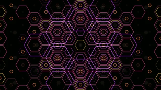 4K neon hexagon pattern seamless loop motion background