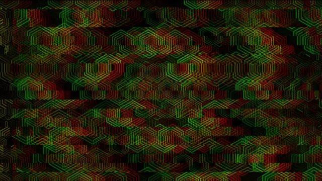 4K neon hexagon pattern VJ loop with dynamic green and red motion