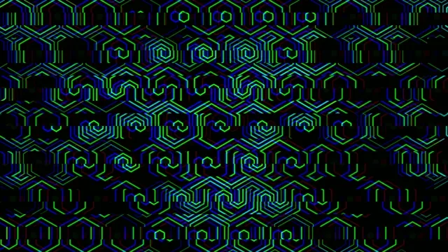 4K neon hexagon tech loop seamless motion background for broadcast