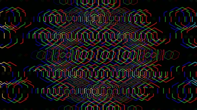 4K neon hexagon tech motion background for broadcast and video editing