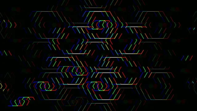 4K neon hexagon tunnel motion background for broadcast and video editing