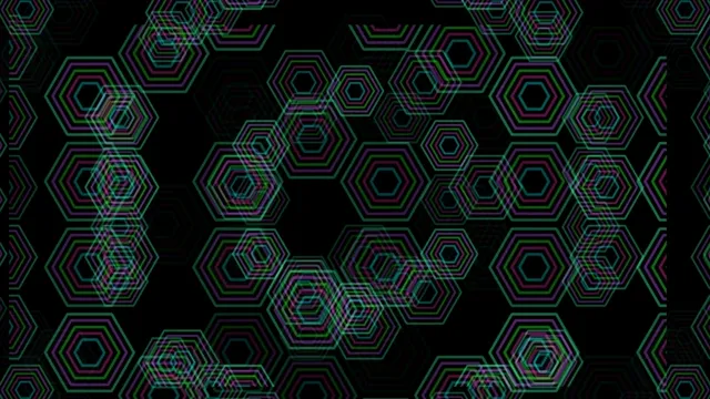 4K neon hexagon VJ loop background for streamers and broadcasters
