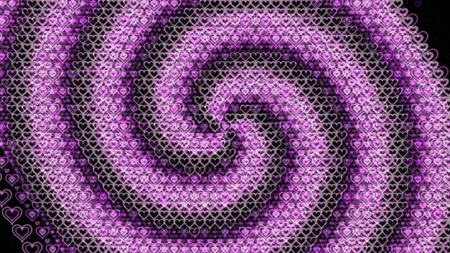 4K neon purple heart pattern loop with glowing motion backdrop