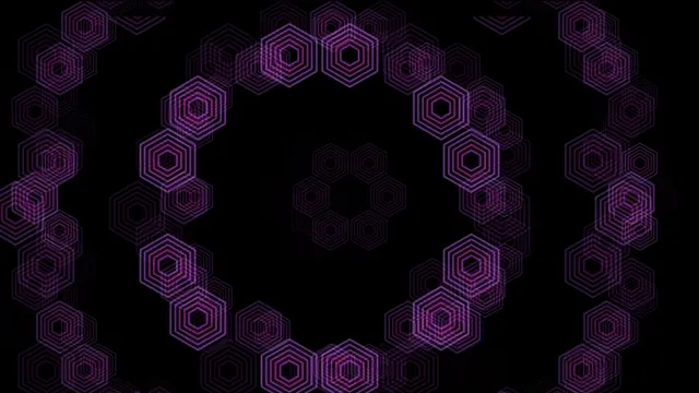 4K neon purple hexagon motion background for broadcasts and presentations