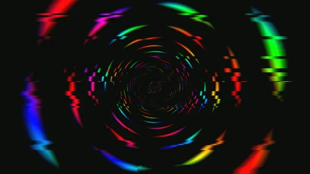 4K neon spiral vortex tunnel VJ loop with vibrant rainbow colors