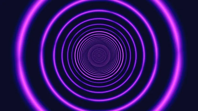 4K neon tunnel loop - purple magenta glowing circles motion background