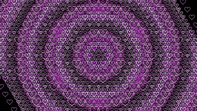 4K purple neon hearts looping motion background for broadcasts