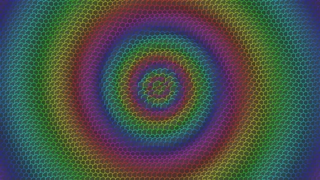 4K UHD 60fps Cyan Gold Magenta Hexagon Spiral Screensaver Windows 10 VJ Loop