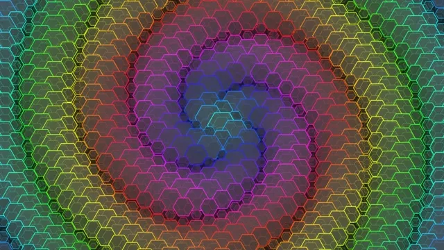 4K UHD 60FPS Cyan Magenta Hexagon Pulsing Screensaver VJ Loop