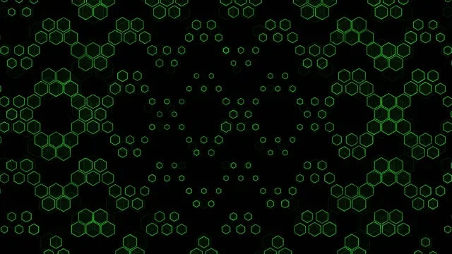 4K UHD 60FPS Green Hexagon Molecular Network Motion Background