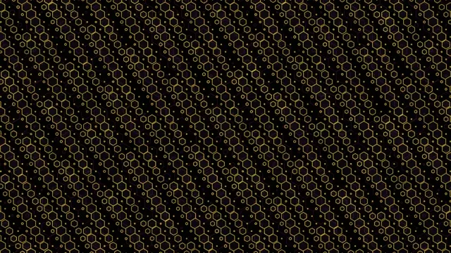 4K UHD 60fps Hexagon Screensaver | Gold Geometric VJ Loop Motion Background