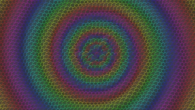 4K UHD 60fps Hexagon Screensaver - Magenta Cyan Gold Spiral VJ Loop