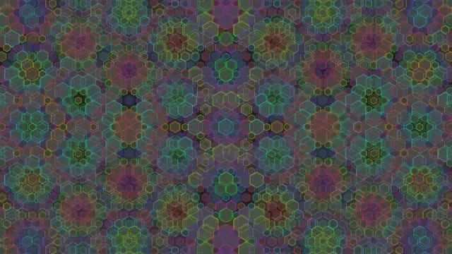 4K UHD 60fps Hexagon Screensaver | Morphing Magenta Cyan Gold VJ Loop