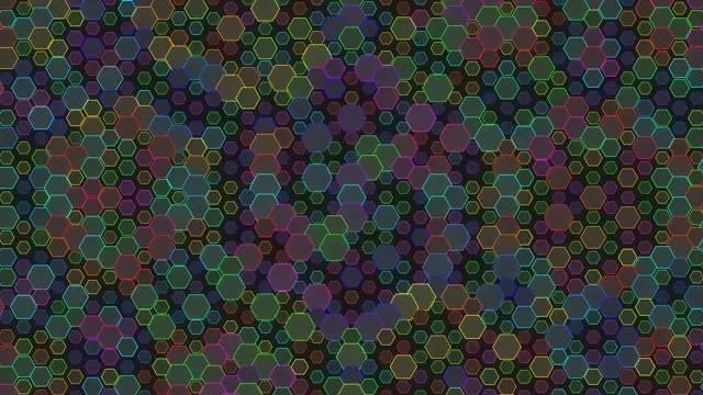 4K UHD 60fps Hexagon Screensaver - Pulsing Magenta Cyan Gold VJ Loop