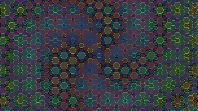 4K UHD 60FPS Hexagon Screensaver | Pulsing Magenta Cyan Gold VJ Loop