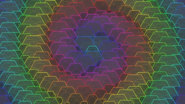 4k UHD 60fps Neon Hexagon Kaleidoscope Screensaver | Magenta Cyan Gold VJ Loop