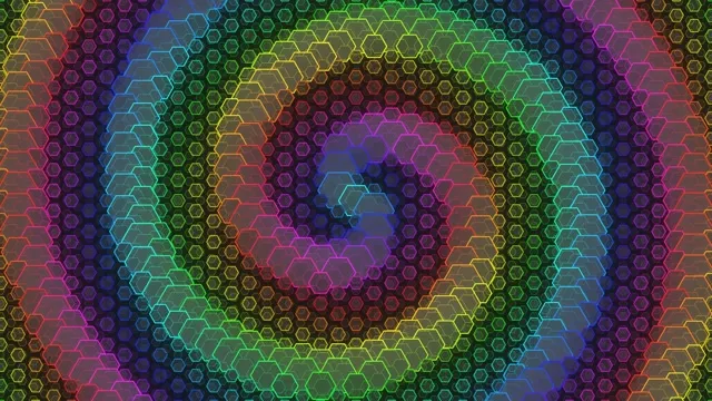 4K UHD 60fps Neon Hexagon Kaleidoscope Screensaver VJ Loop