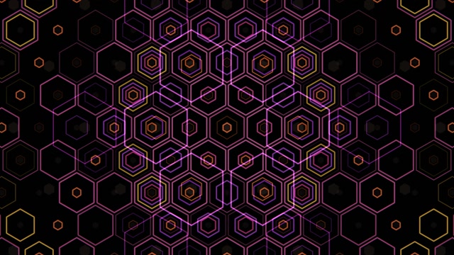 10 hours 4K UHD 60FPS Neon Hexagon Kaleidoscope Screensaver VJ Loop