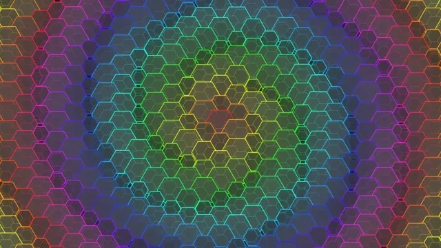 4K UHD 60fps Neon Hexagon Kaleidoscope Screensaver VJ Loop