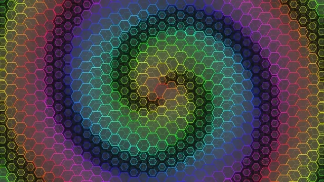 4K UHD 60FPS Neon Hexagon Kaleidoscope Screensaver Windows 11 VJ Loop