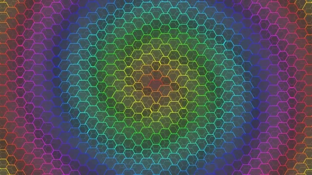4K UHD 60fps Neon Hexagon Pulsing Motion Background Screensaver