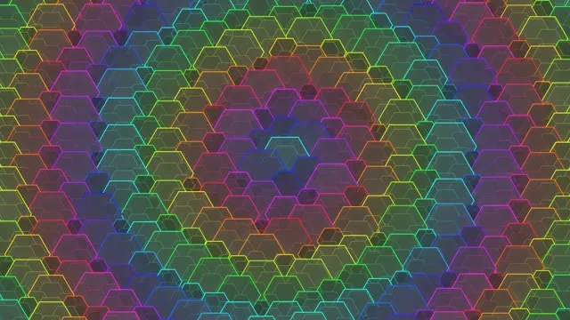 4K UHD 60fps Neon Hexagon Screensaver PC - Pulsing Magenta Cyan Gold VJ Loop