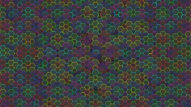 4K UHD 60fps Neon Hexagon Screensaver - Pulsing Magenta Cyan Gold VJ Loop