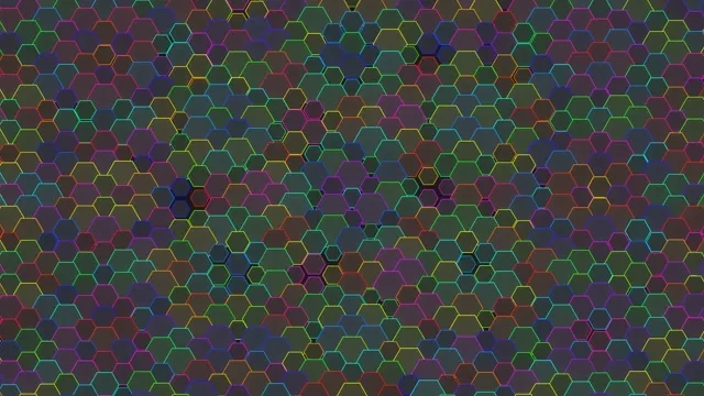 4K UHD 60FPS Neon Hexagon Screensaver VJ Loop - Pulsing Magenta Cyan Gold