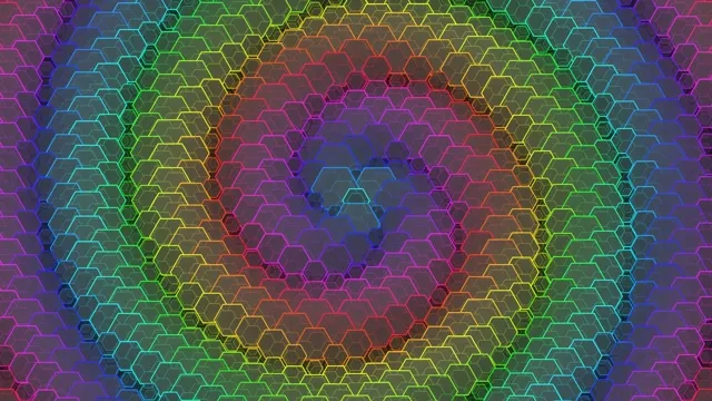 4K UHD 60fps Neon Hexagon Screensaver VJ Loop