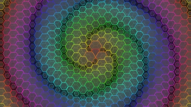 4K UHD 60fps Neon Hexagon Screensaver Windows 11 VJ Loop