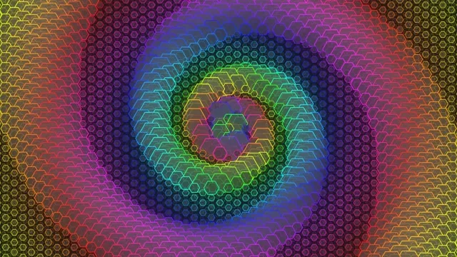4K UHD 60fps Neon Hexagon Spiral Screensaver VJ Loop