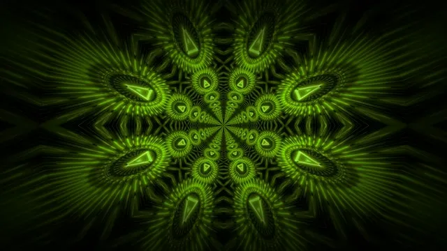 4K UHD 60fps Neon Tunnel Screensaver PC - Green Kaleidoscope VJ Loop