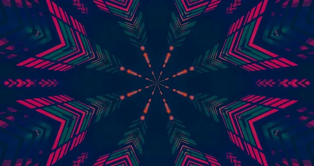 4k uhd 60fps neon tunnel screensaver pc vj loop red orange kaleidoscope