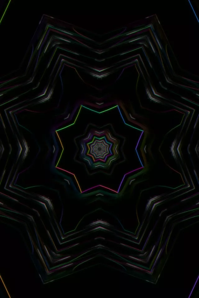 Neon Tunnel Kaleidoscope VJ Loop 60fps 2:3 Portrait Screensaver