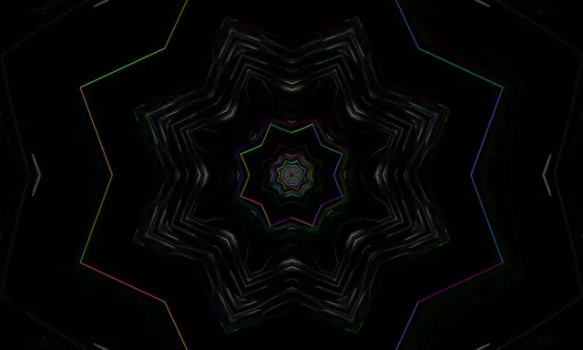 Colorful Star Neon Tunnel VJ Loop 5:3 Wide 60fps Screensaver