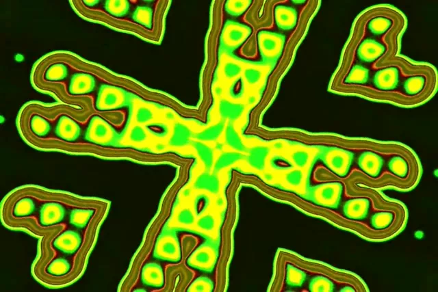 neon tunnel 3:2 surface 60fps screensaver motion background yellow olive mandala