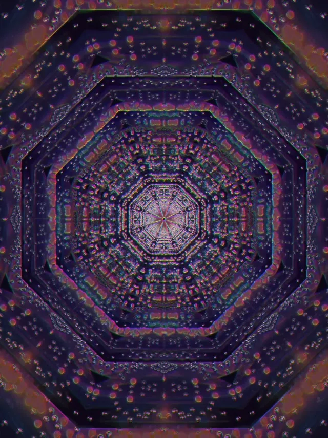 Neon Tunnel Pulsating Hexagon Grid VJ Loop 3:4 iPad 60fps Screensaver