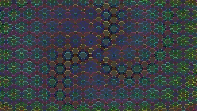 4K UHD 60fps Pulsing Hexagon Screensaver - Magenta Cyan Gold VJ Loop